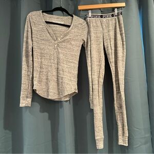 PINK Victoria’s Secret Gray Thermal Legging and Long Sleeve Set